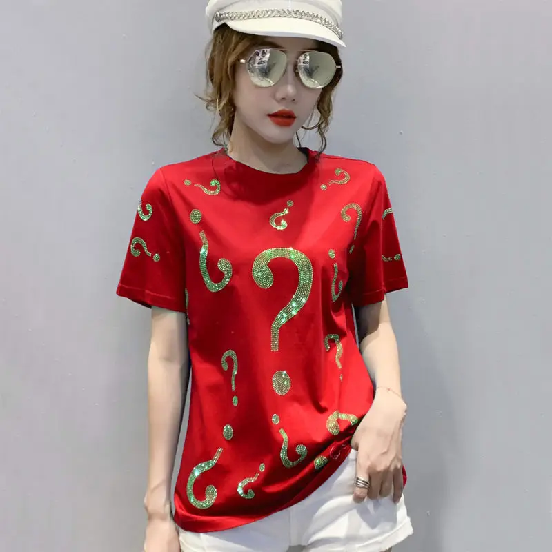 

Summer 2021 new blue T-shirt women's short sleeves loose and versatile, showing thin large size niche design