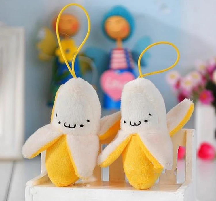 100 шт./лот мини брелок-банан плюшевый брелок подарок цепочка брелки плюшевая