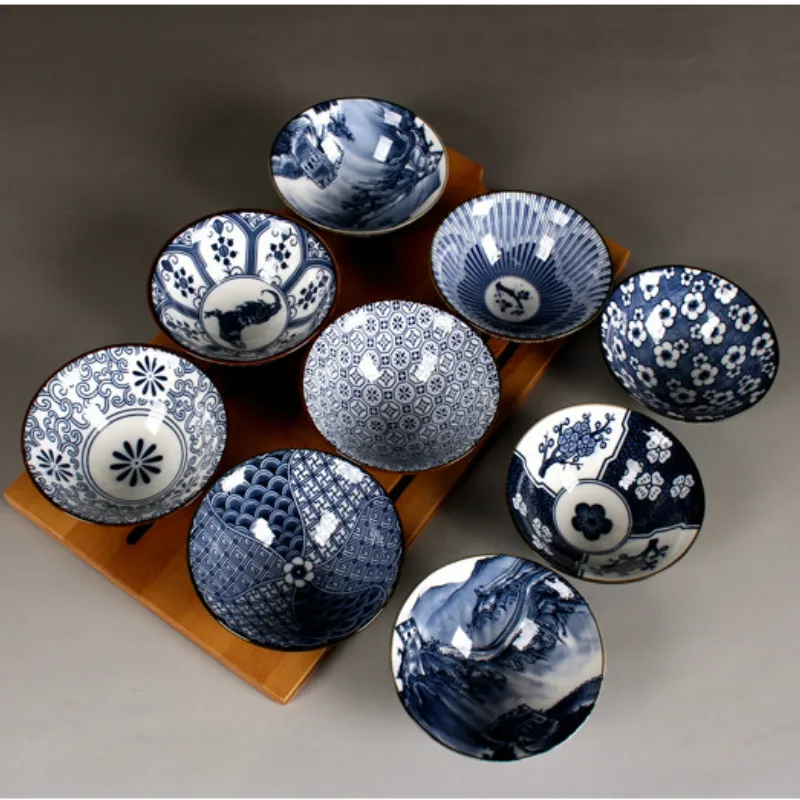 Высокое качество китайский кунг фу чайные чашки синий и белый фарфор набор