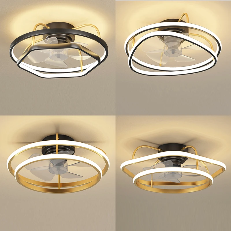 

Новый золотистый и черный светодиодный потолочный вентилятор-светильник люстра для Гостиная Nordic с лезвиями Освещение в помещении светильн...