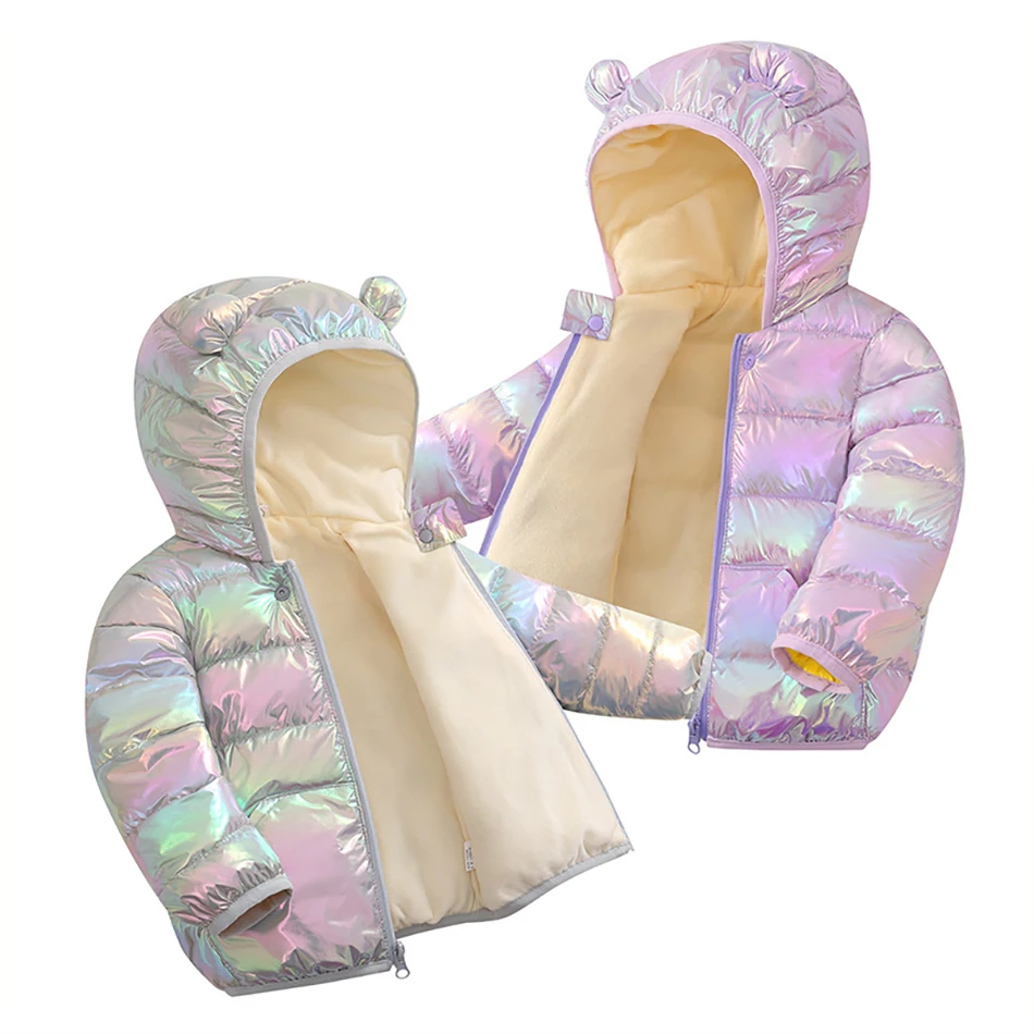 Baby Boys Girls Jackets Kids Light Down Coats Children Clothes Spring Autumn Winter Warm Outwears Ear Hoodies Vests 1-4T
