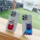 Милый Французский бульдог чехол для телефона для iPhone 7 8 Plus X XS SE 2020 12 11 PRO Max XR очки собака TPU Защитный чехол черный Лен рамка