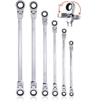 1 pc metric 12 sizes extra long gear ratcheting wrench set 8mm 19mm made of chrome vanadium steel rotatable head