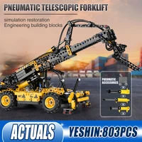 mould king 19009 high tech toys the pneumatic telescopic forklift model building blocks assembly bricks kids christmas gifts