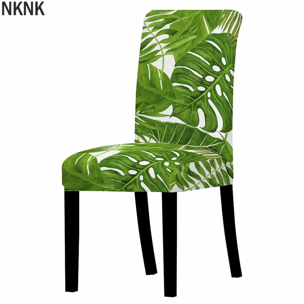 

Green Tropical Leaves Spandex Chair Cover Elastic Chair Cover Easy Washable Removeable Slipcovers Chair Cover Protector