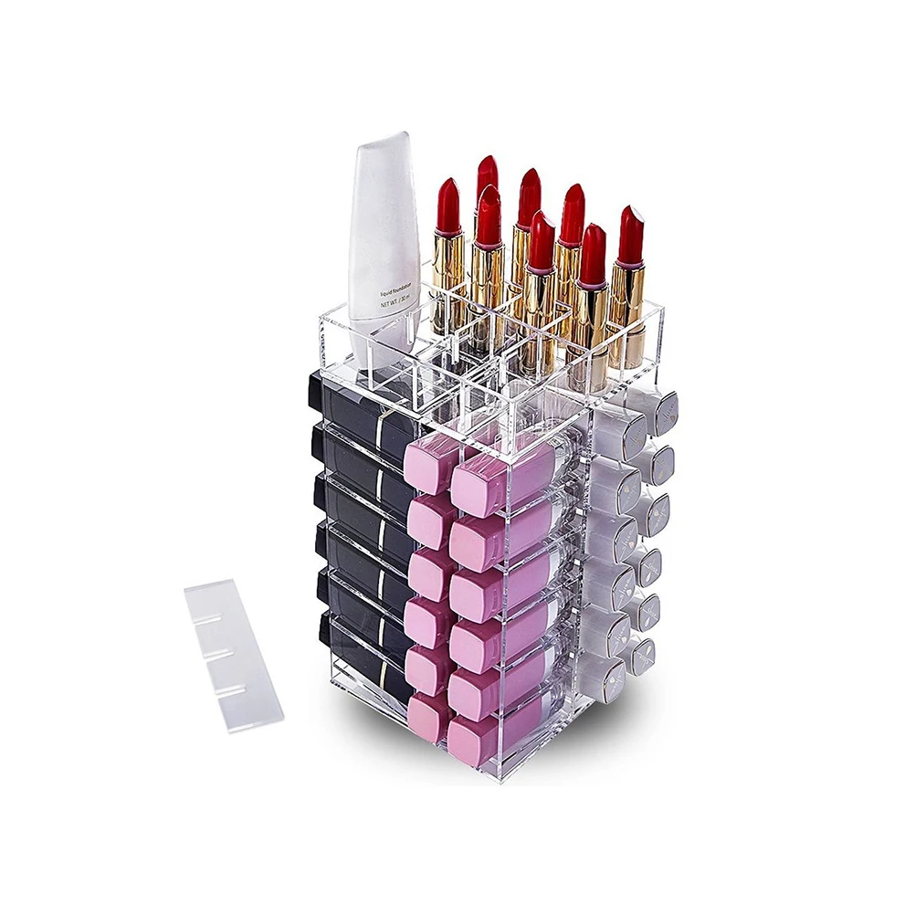 Органайзер для косметики и помады прозрачный акриловый вращающийся держатель