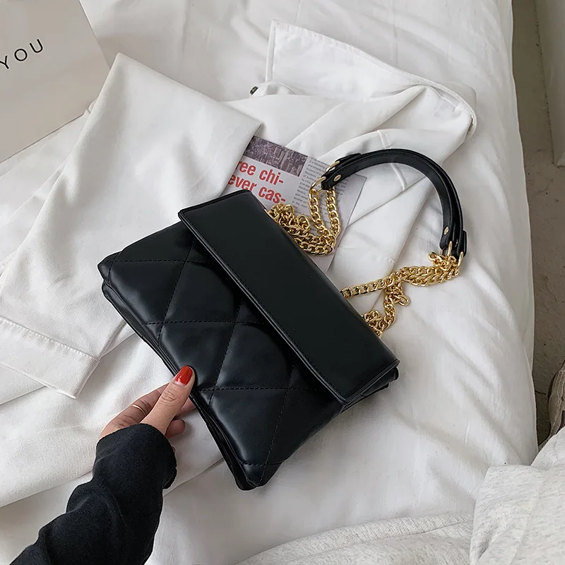 

High Quality Korean Ladies Chain Shoulder Bag 2021 New Trendy Fashion Small Square Bag Hot Sale Net Red Rhombus Messenger Bag