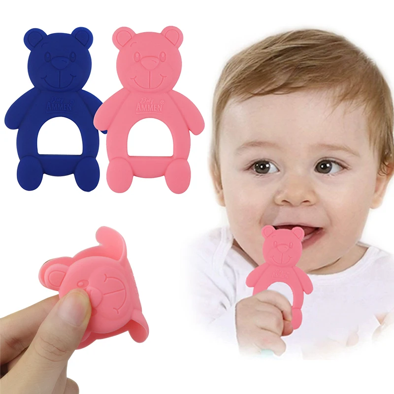 

Baby Teether Silicone Bear Molar Stick Infant Boys Girls Bite Pink Blue Tool Safe Non-toxic Teethers Dropshipping