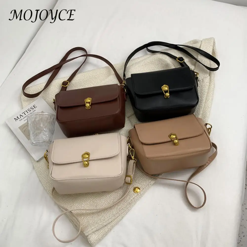 

Fashion Women Shoulder Bag PU Leather Flap Solid Color Messenger Bag Vintage Handbags Casual Ladies Crossbody Bag
