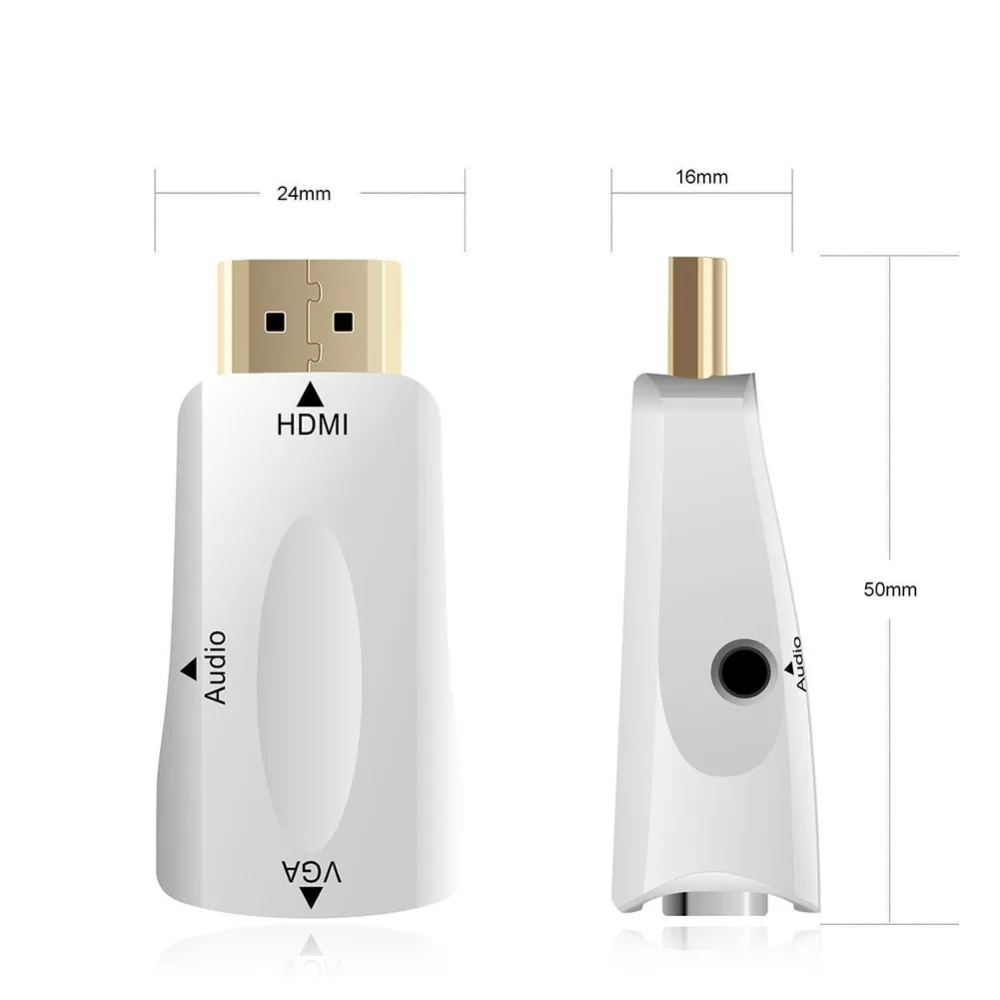 Адаптер-преобразователь видеосигнала со штекером HDMI на гнездо VGA 1080p аудиокабель