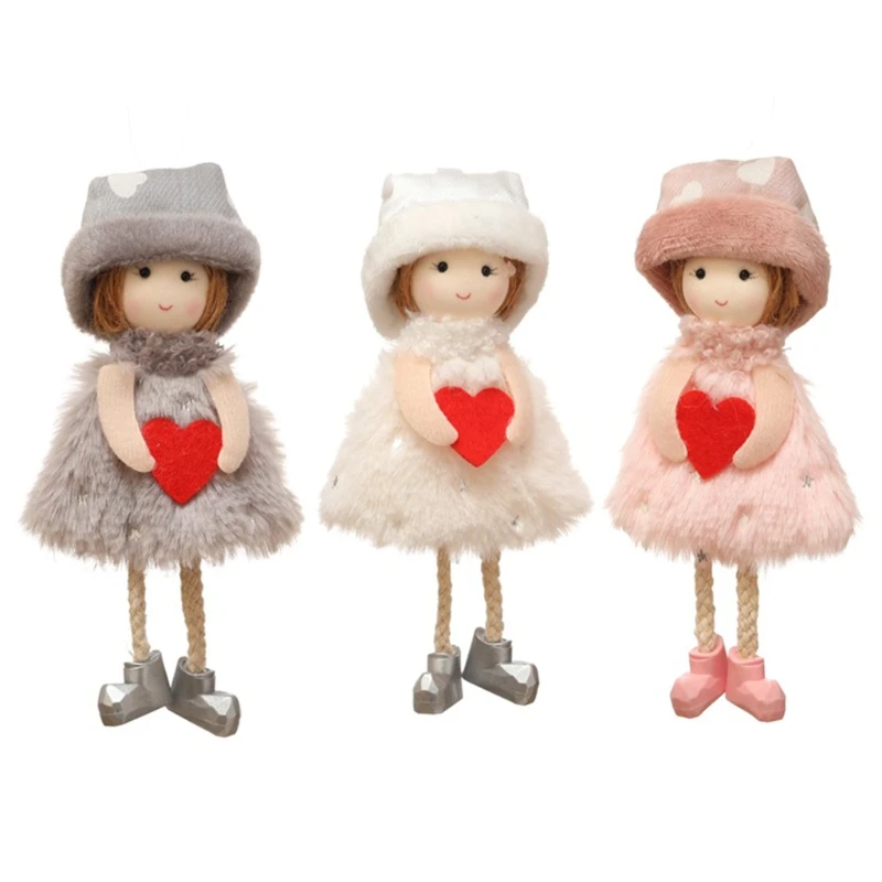 

3pcs Lovely Heart Angel Doll Christmas Tree Hanging Pendant Ornaments Mother's Day Gifts Xmas Tree Decoration for Kids