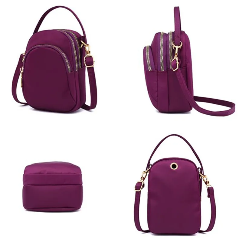 

Women's Mini Shoulder Bag Fashion Handbag Messenger Vintage Lightweight Nylon Purse Solid Zipper Waterproof Flap Crossbody Bag