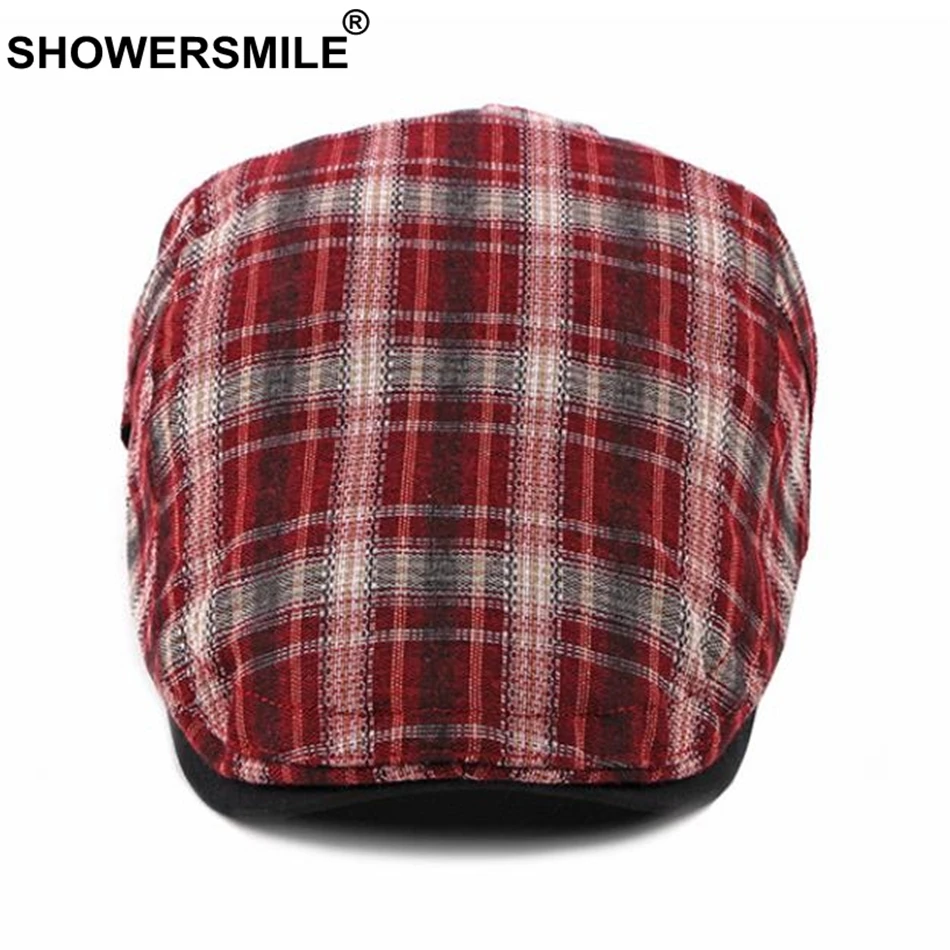 Плоская кепка SHOWERSMILE для мужчин мужской берет в черную клетку искусственный