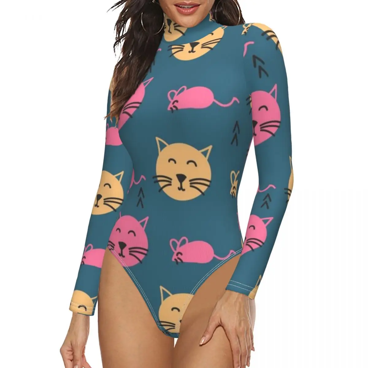 

Long Sleeve Slim Ladies Sexy Bodysuit Print ​Fashion Skinny Bodycon Women Bodysuit Clothing Clothes Suit Casual Female Tops