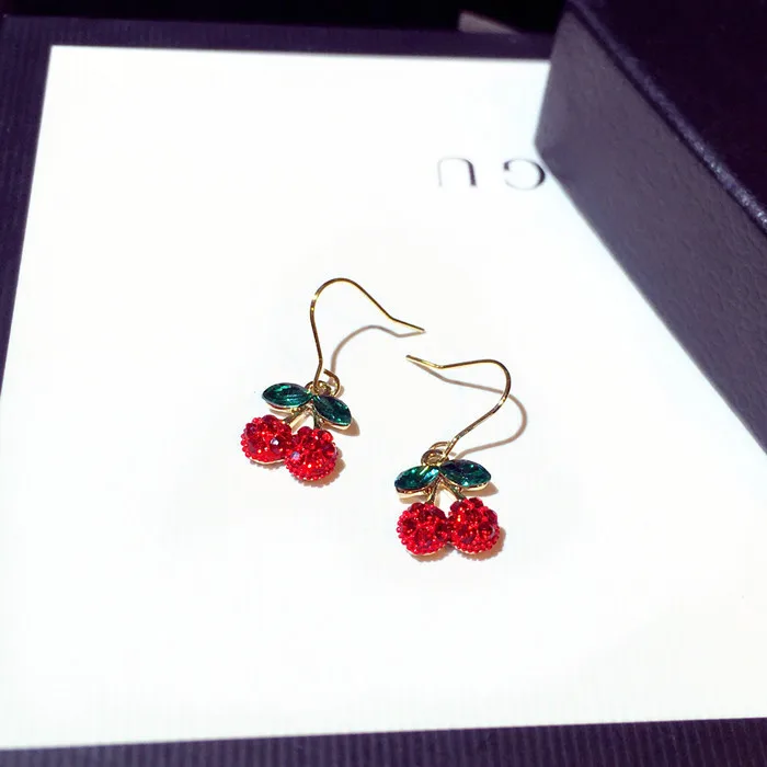 

Женские серьги-подвески в виде вишенок, красные Вишенки