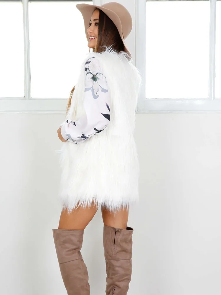 Especially Female Faux Fur Coat Women's Clothing 2021 NEW Fluffy Top Oversized High Quality Y2k Sleeveless Shaggy Luxury Jacket