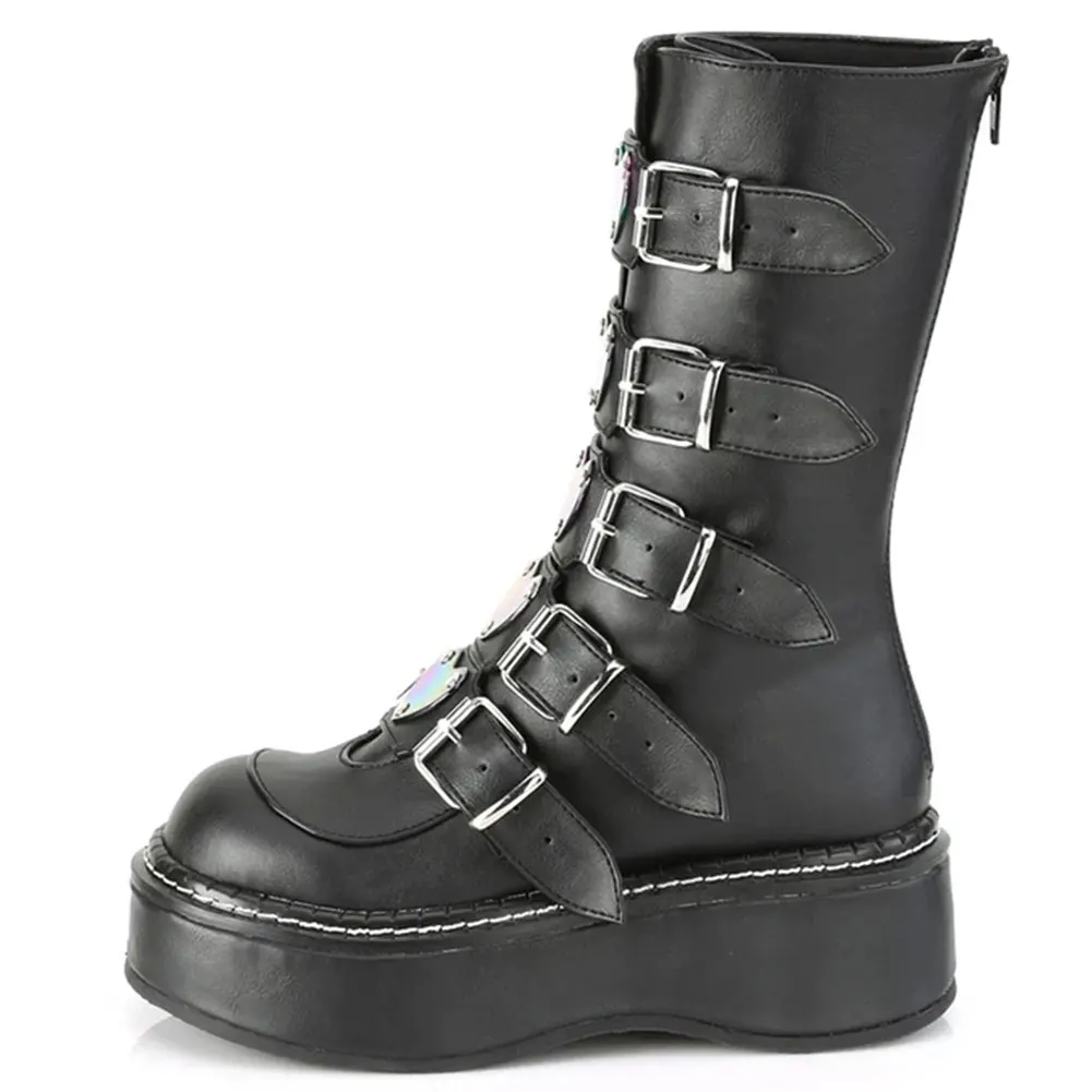 Big Size 43 Dropship Punk Platform Brand Wedges Goth Platform Chunky Heel Motorcycle Boots For Women Shoes Zip women's Boots