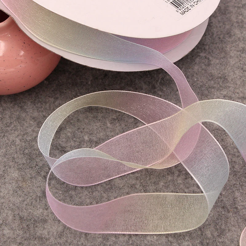 

Gradient Color Fantasy Rainbow Snow Yarn With Ribbon DIY Bow Ribbon Hairpin Hanfu Petal Headdress Ribbon for Crafts 10m