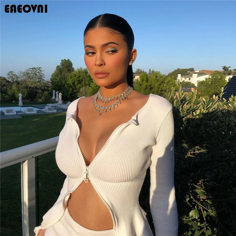 

Women Autumn Double Zippers Sweaters Jacket Skinny Slim Knit Solid Coat Cardigan Sweater Outwear Short Fall Warm Soft 2020 New