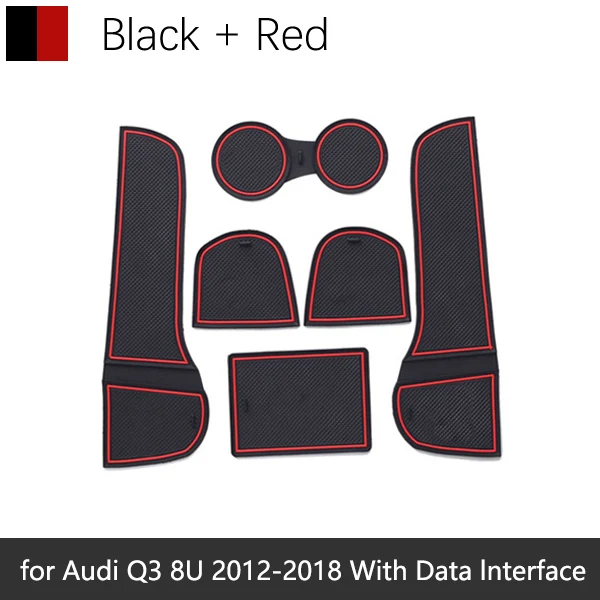 RED Противоскользящие резиновые чашки подушки двери паз коврик для Audi Q3 8U Sline S-Line SQ3 RS Q3 2012~ аксессуары коврик для телефона - Название цвета: RED