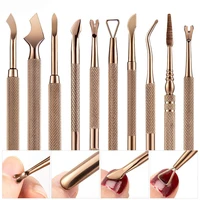 13 styles retro bronze nail cuticle pusher cleaning dead skin cut gel polish remover stainless steel manicure pedicure care tool