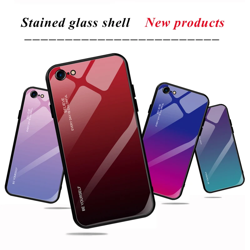 Новое градиентное закаленное стекло чехол для iPhone 6 6S 7 8 Plus на X XS XR Max чехлы
