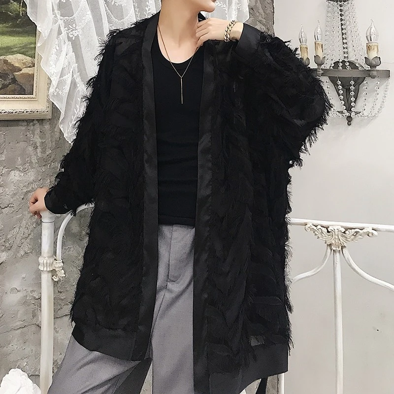 

black feather Sexy coat white random male transparent female heart male jacket