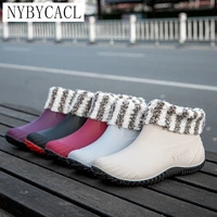 women rain boots jelly short ankle rubber boots waterproof work shoes for woman platform slip on pvc rainboots autumn and winter
