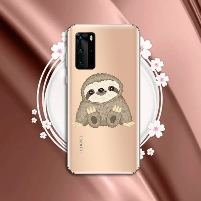 

Sloth Cute Animal Phone Case Transparent for Huawei P honor 8 10i 20 30 40 smart 2019