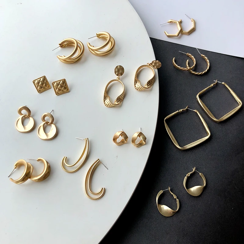 

S925 needle Fashion Statement Earrings 2020 New Geometric Matte Drop Earrings For Women Hanging Dangle Earrings Modern Jewelry