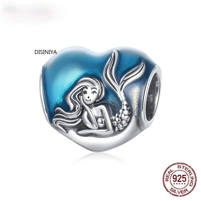 

Disiniya Authentic Dream Mermaid Heart 925 Sterling Silver Charm Pendant for Original Bracelet Bangle Making Jewelry SCC281801