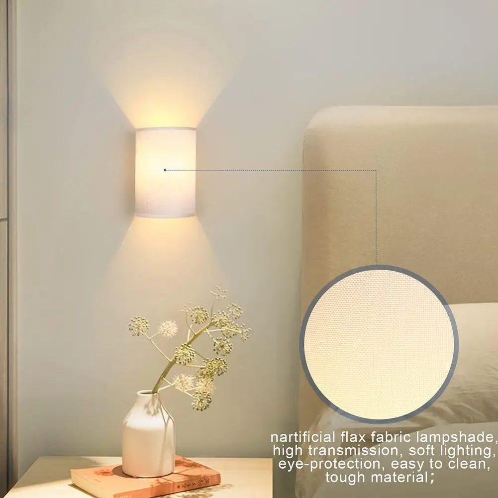 

Минималистичная настенная лампа для помещений, светильник из льняной ткани, светодиодный енный светильник с лампочкой G9, теплый белый/холо...