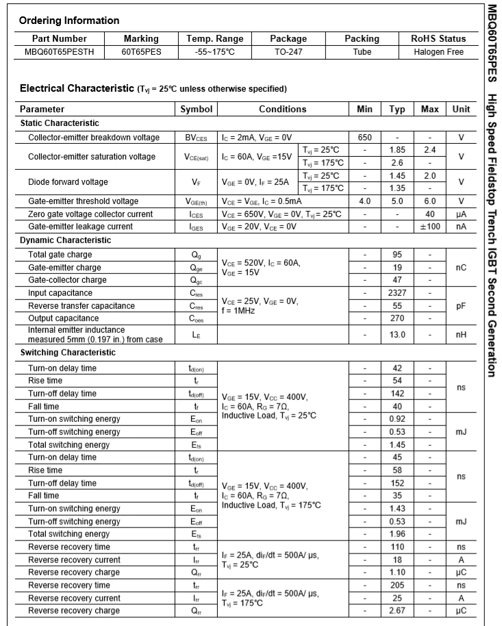 60T65PES MBQ60T65PES 5/10 шт. Применение инверторный Сварочный аппарат