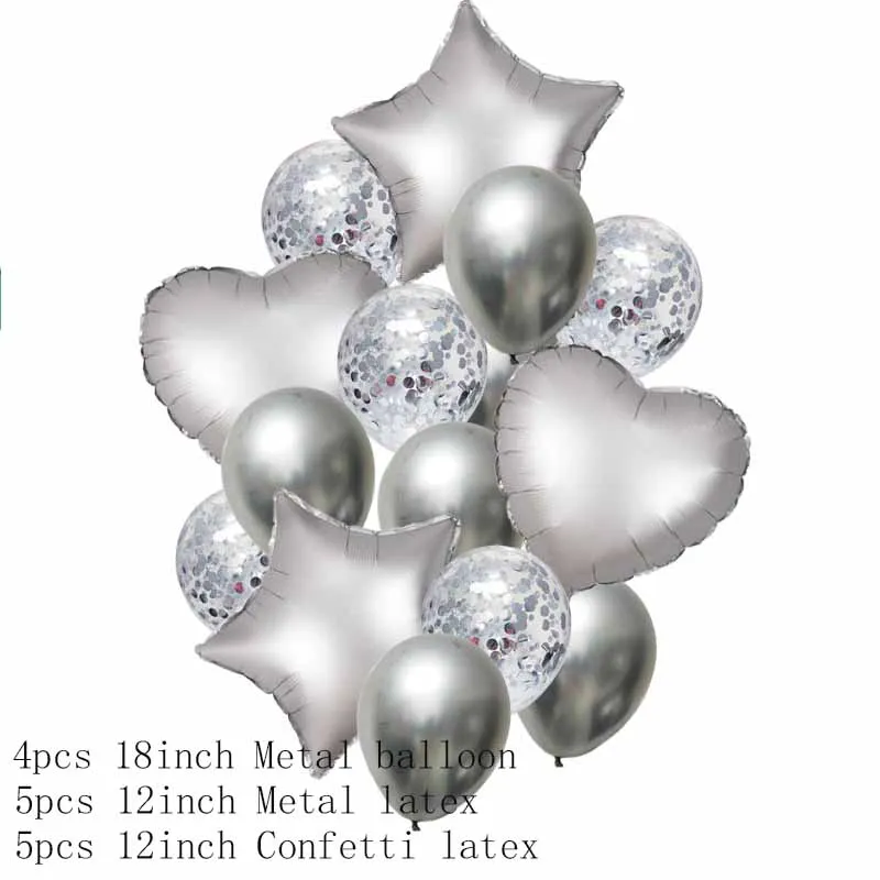 1 SET 18inch Metallic Star Heart Balloons Confetti Birthday Party Air Helium Balloon Decor Wedding Festival Balon Ballons | Дом и сад