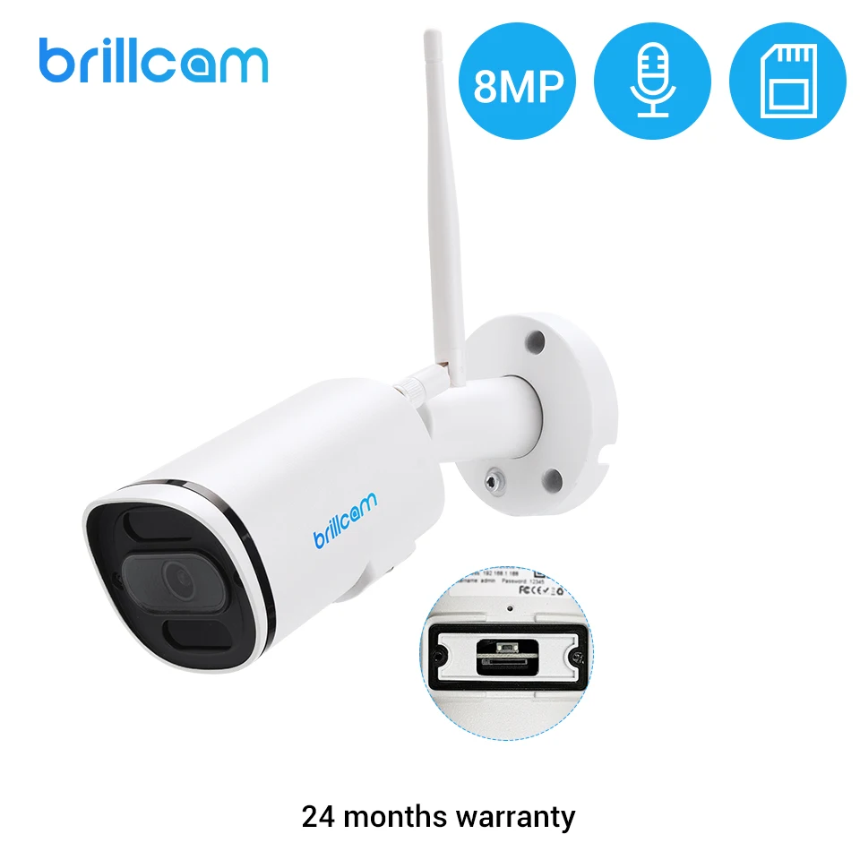 

IP-камера Brillcam, Wi-Fi, 4K/5 МП, Onvif, ночное видение, водонепроницаемая