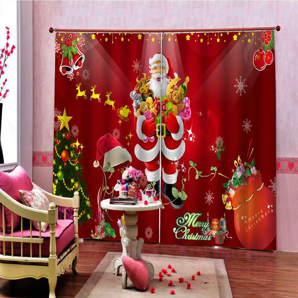 Счастливого Рождества шторы праздничный с изображением Санта Клауса С принтом