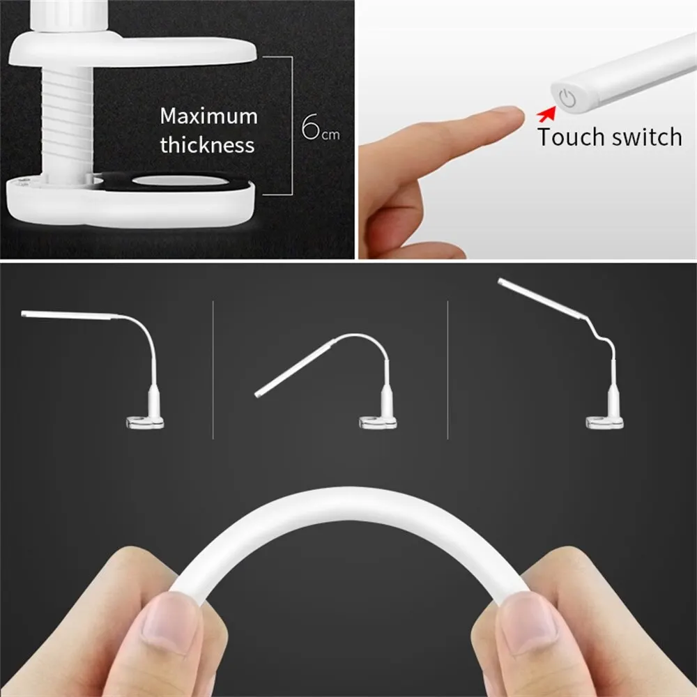 Настольная лампа USB светодиодный настольная с зажимом кровать Чтение Книга