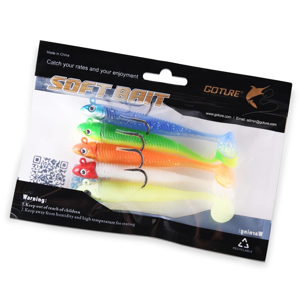 Goture 5 шт./компл. Мягкая приманка 20 г 10,8 см Jig Head быстро качели блеск световой дизайн более одинарный крючок колючая для всех рыболовных