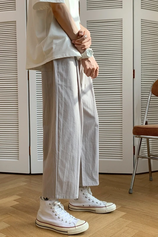 

Men's Fashion Brand Loose Solid Color Straight Casual Pants Summer Fashion All-Matching Thin Wide-Leg Pants