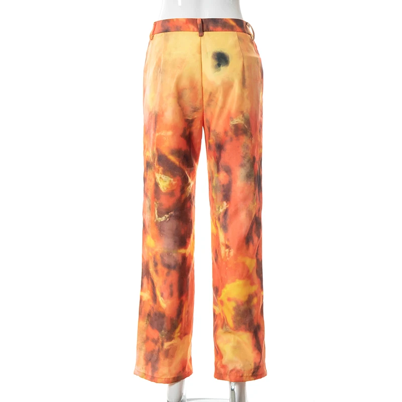 

Bomblook Casual Fashion Pants Women's Summer 2021 Printed Pocket Button Loose Pants Female Sexy Streetwears
