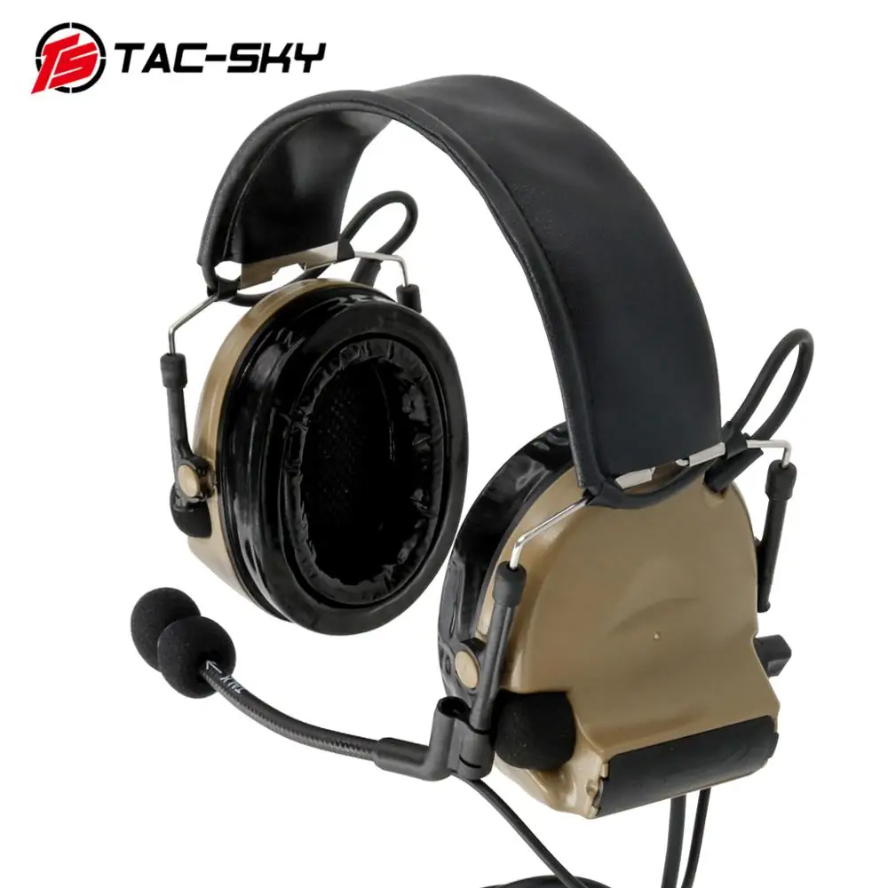 TAC-SKY COMTAC II silicone earmuffs version outdoor hunting sports hearing defense noise reduction pickup tactical headset DE