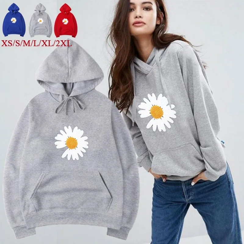 

Худи женское с принтом маргариток, свитшот с капюшоном, повседневный спортивный пуловер, стильный свитшот для мужчин и женщин, весна-осень