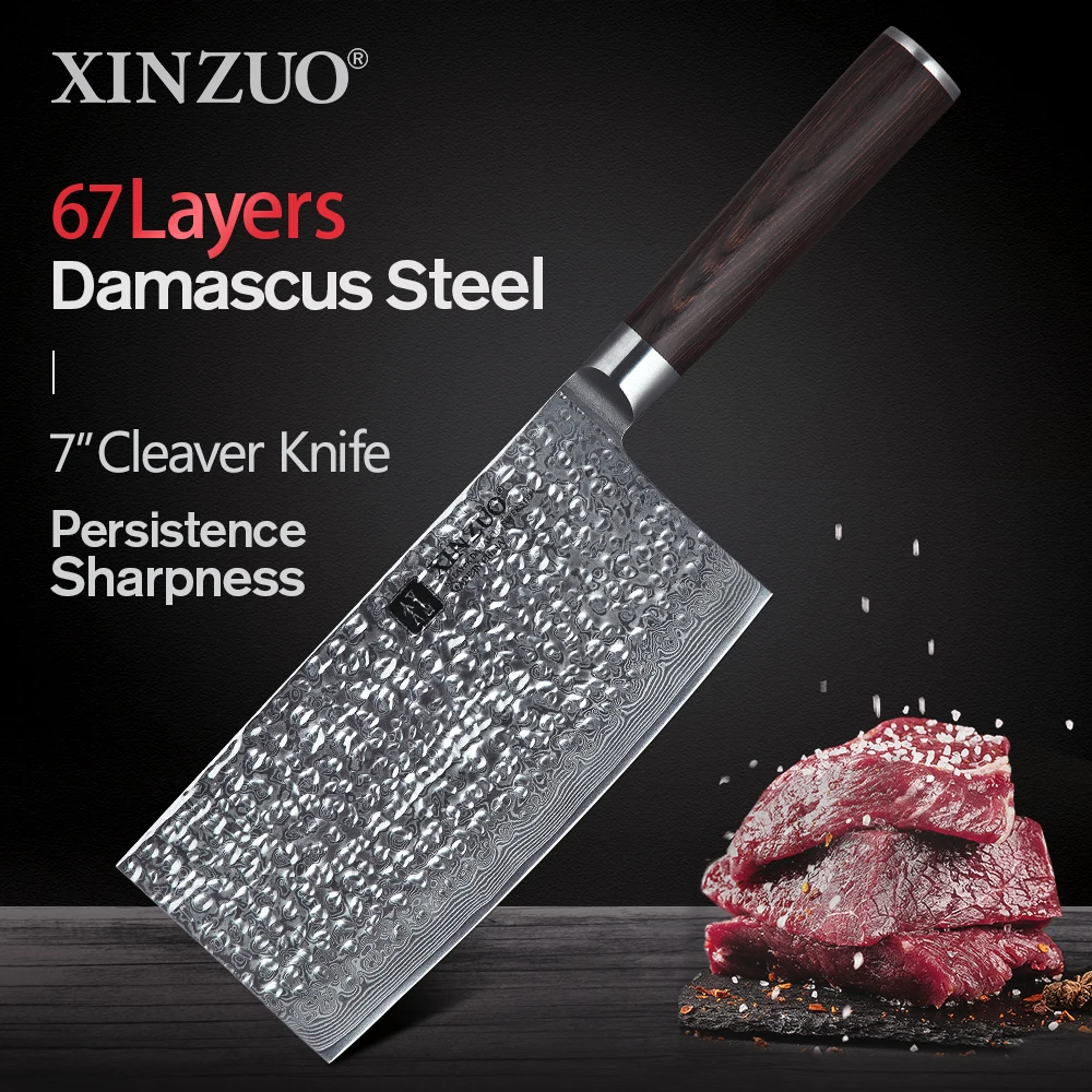 

XINZUO 7 inch Slicing Knife Japanese 67 Layer VG10 Damascus Stainless Steel Kitchen Knife New Butcher's Knives Pakkawood Handle