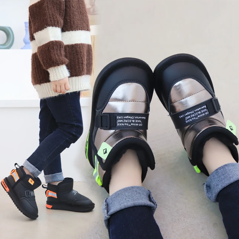 Детские зимние ботинки Новинка 2019 года модные осенне водонепроницаемые теплые