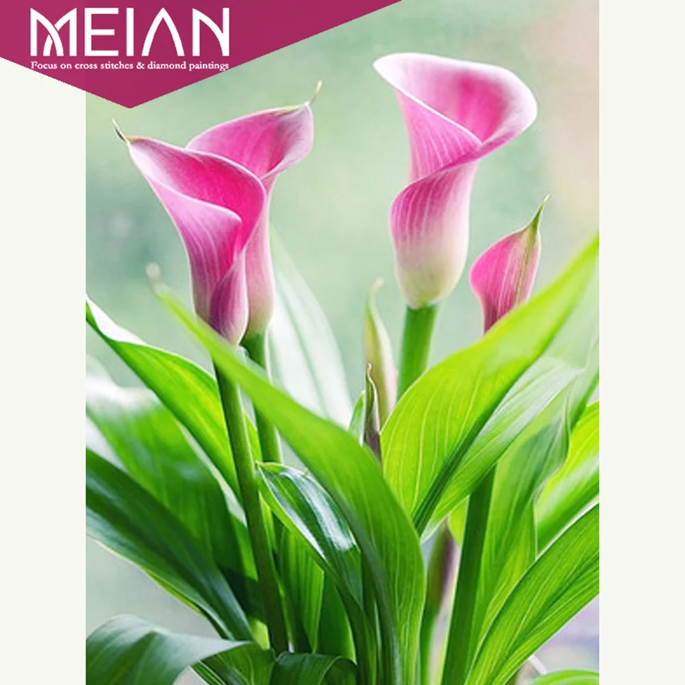 Набор для алмазной живописи Meian Flower 5d вышивки розовыми лилилиями вышивка с