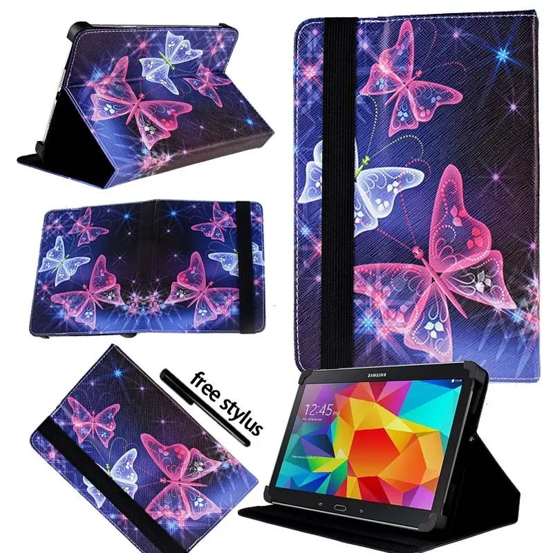 purple butterfly KK&LL для samsung Galaxy Tab 4 10,1 SM-T535 SM-T533 SM-T536-Кожаная подставка для планшета Чехол-книжка чехол+ Бесплатный стилус - Цвет: purple butterfly