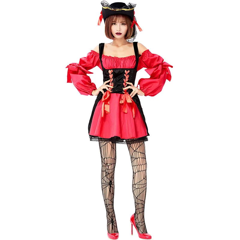 

Halloween Party Party Carnival Costume Navigator Red and Black Pirate Costume Stage Costume