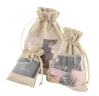 Льняные подарочные пакеты из органзы, джутовый мешок для ювелирных изделий 10x15 см (4x6 дюймов) 15x22 см (6x8 дюймов), упаковка из 50 льняных упаковочных пакетов с логотипом под заказ