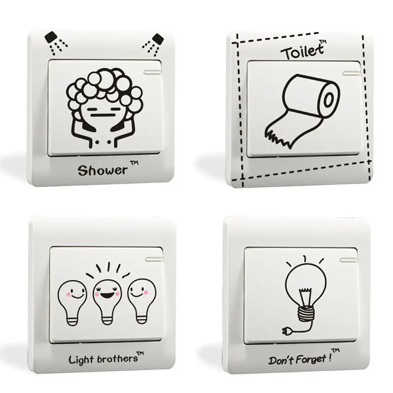 Светильник переключатель наклейка лампочка туалетная бумага стикер s настенный