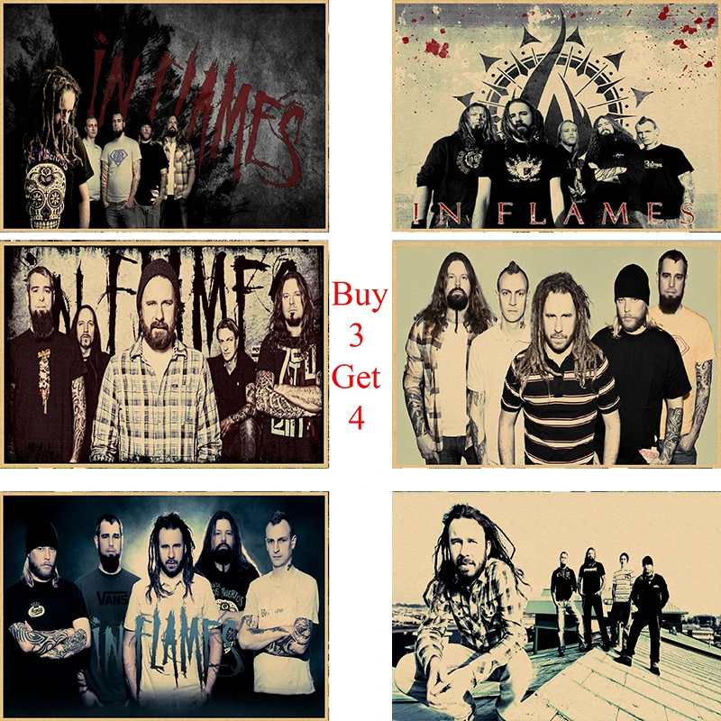 

New Nostalgic Rock Band Kraft Paper Music Cafe Bar Poster Retro Poster Decor Painting